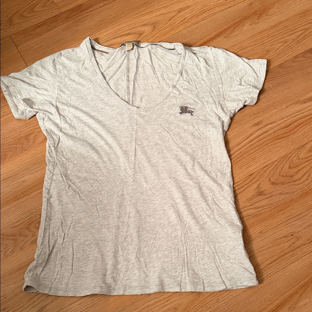Burberry Light Gray V-Neck Tee